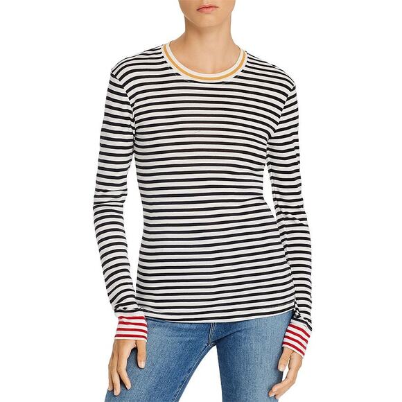 Splendid Wyatt Striped Colorblock Long-Sleeve Top – Black & White – Size XS - Picture 5 of 7